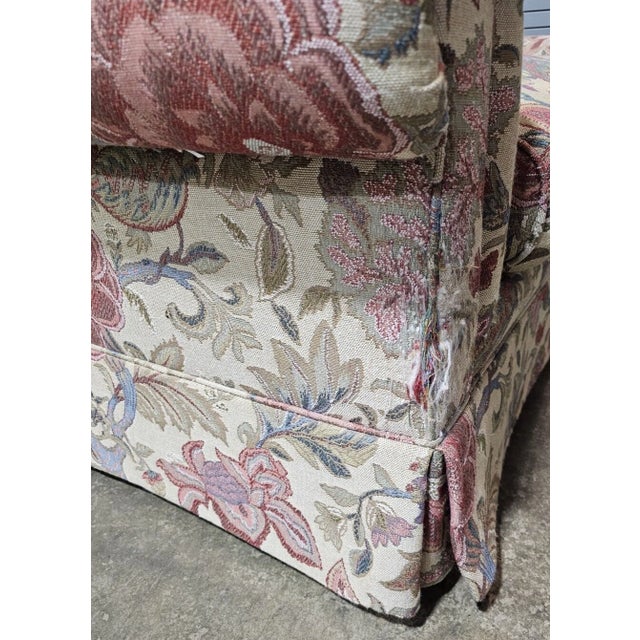 Wood Henredon Furniture Sofa Upholstered in Needlepoint Fabric High End W Pillows For Sale - Image 7 of 11