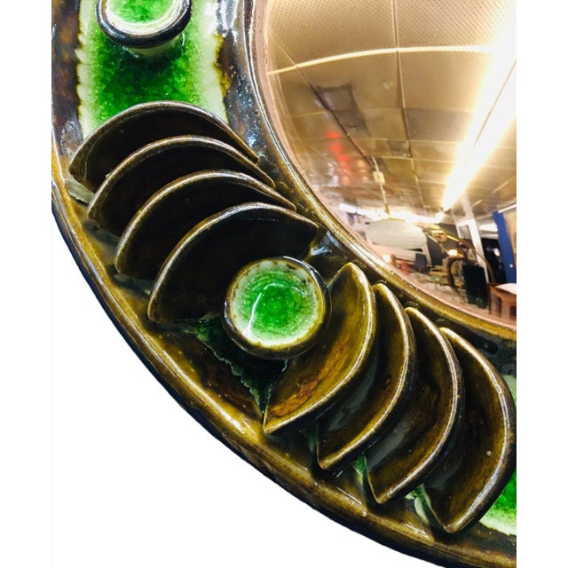 Large Mid-Century Green Ceramic Wall Decoration by Gyula Végvári, 1970s For Sale - Image 4 of 7