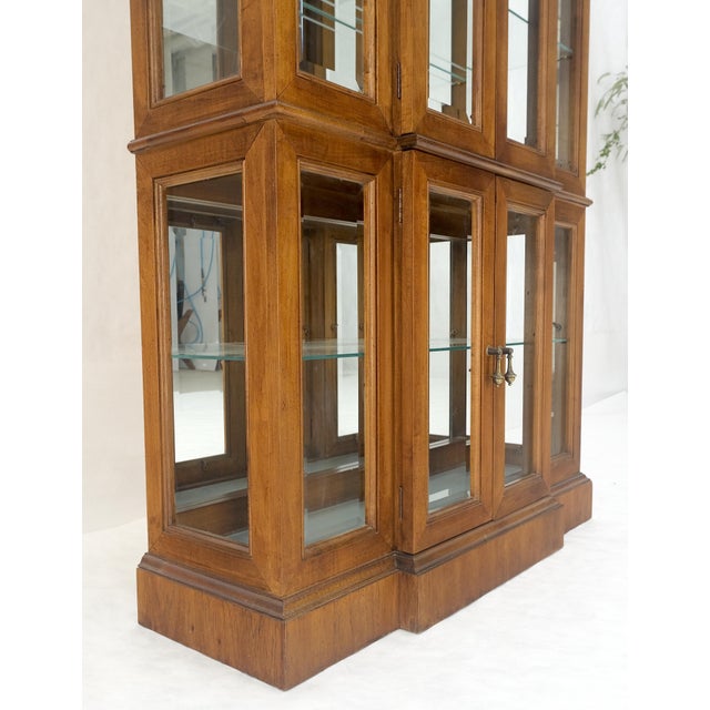 Mid Century Burl Wood Glass 38" Wide 76" Tall Curio Display Cabinet Vitrine MINT For Sale - Image 6 of 9