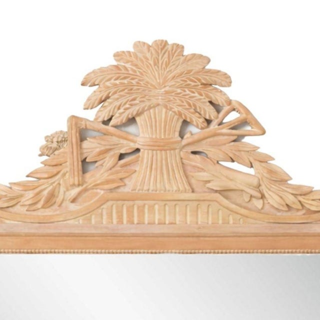 French Vintage French Louis XVI Hand-Carved Sheaf of Wheat Wall Mirror For Sale - Image 3 of 6