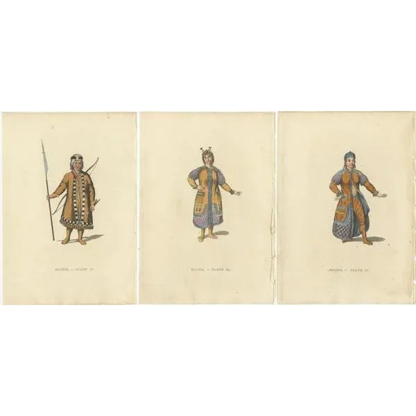 These original antique images are hand-colored and from the publication "Picturesque Representations of the Dress and...
