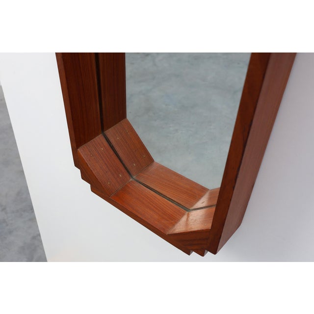 Art Deco Geometric Octagonal Wooden Mirror, Italy, 1920s For Sale - Image 9 of 12