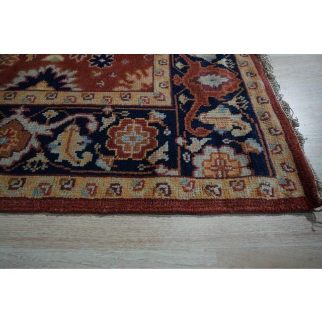Contemporary 10x14 Majestic Versatile Coral Red Traditional Geometric Hand Knotted Wool Rug For Sale - Image 3 of 8