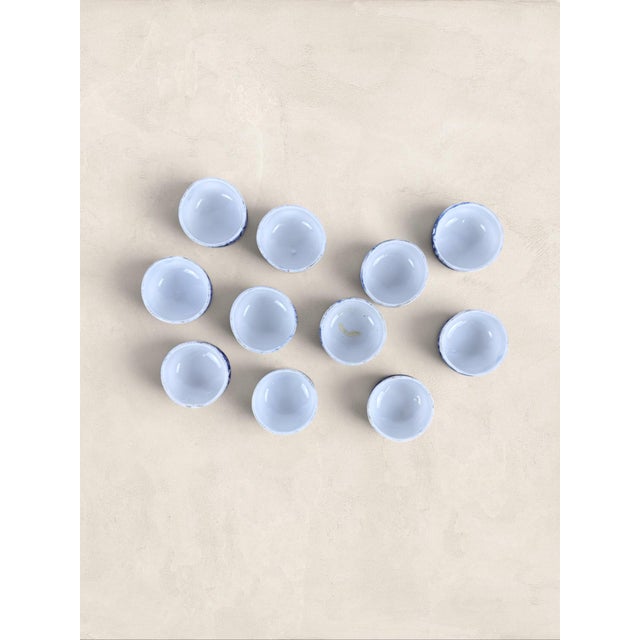 English Antique Blue and White Porcelain Open Salt Cellars - Set of 11 For Sale - Image 3 of 4