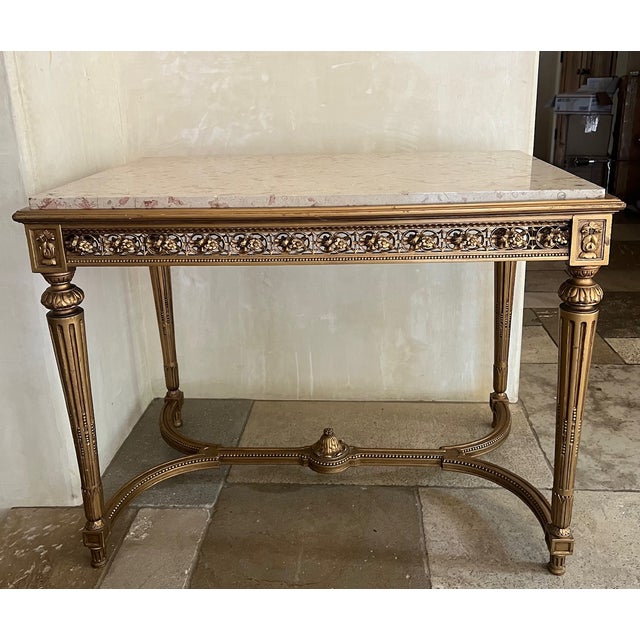 French 19th Century Marble Top Giltwood Table For Sale - Image 11 of 12