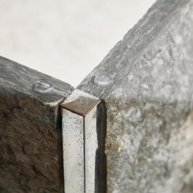 Glass and Slate Stone Console Table, 1980s For Sale - Image 3 of 12