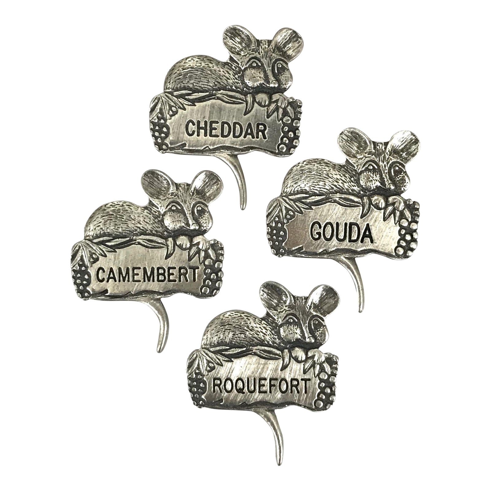 Pewter Mice Cheese Markers Chairish
