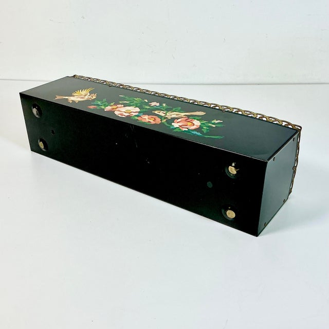 1970s Vintage Boho Chic Arts & Crafts Hand Painted Metal Tole Planter Box For Sale - Image 16 of 16
