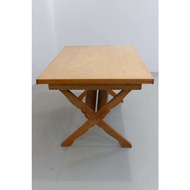 1960s Brutalist Danish Oak Extendable Dining Table attributed to Henning Kjærnulf, 1960s For Sale - Image 5 of 18