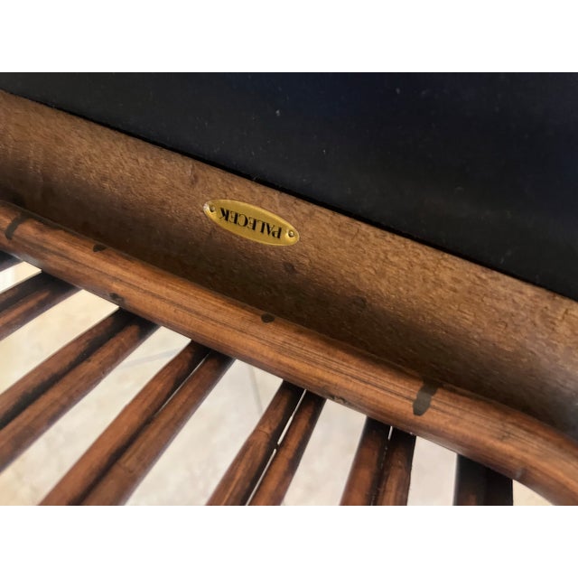 Stunning Vintage Coastal Palecek President’s Stick Rattan Lounge Chair -2 Available For Sale - Image 10 of 12