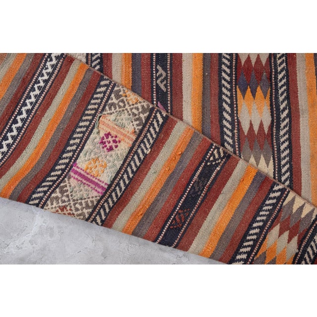 Mid Century Turkish Long Kilim Runner With Modern Design For Sale - Image 12 of 13