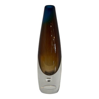 Mid 20th Century Signed Kosta Boda Vicke Lindstrand Art Glass Bud Vase For Sale
