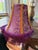 Hollywood Regency Vintage Purple Velvet Leaf Lamp Shade With Gold Lining & Mustard Trim For Sale - Image 3 of 6