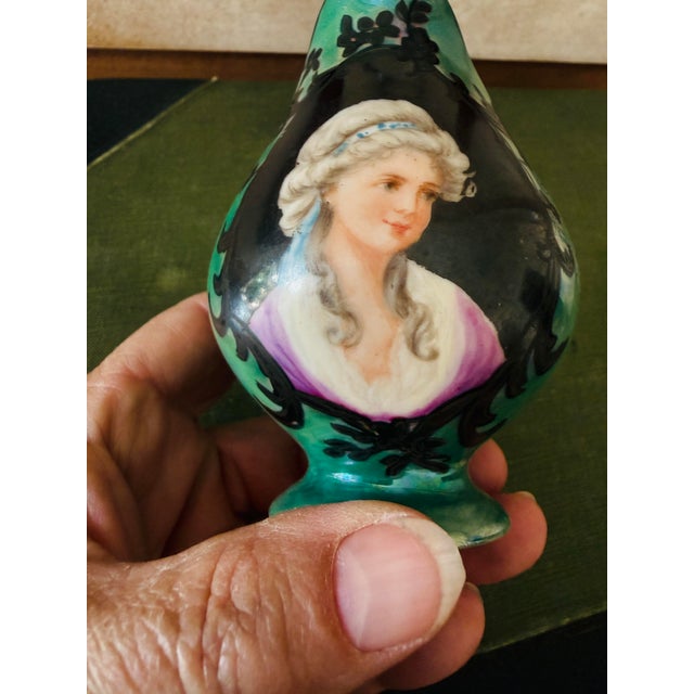 Antique D&c Limoges France Portrait Creamer | Delinieres & Co Porcelain | 1894–1900 Hand Painted Portrait Pitcher Creamer For Sale - Image 9 of 10