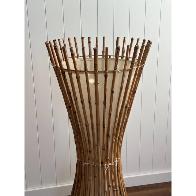 Mid 20th Century Mid 20th Century Coastal Vintage Bamboo Floor Lamp After Franco Albini For Sale - Image 5 of 10