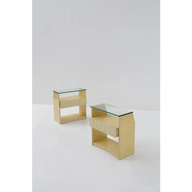 Italian Lacquered Wood and Glass Nightstands by Giovanni Gariboldi, 1950, Set of 2 For Sale - Image 9 of 9