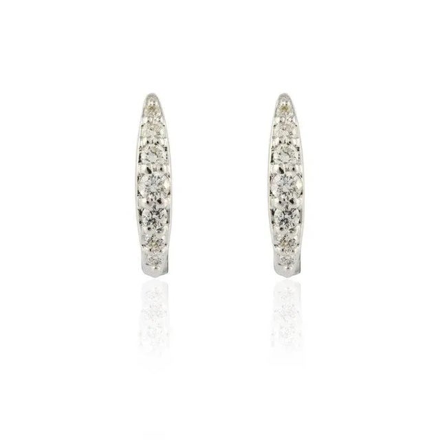 18k White Gold Natural Round Diamond Hoop Earrings for Women- 2 Pieces For Sale - Image 4 of 14