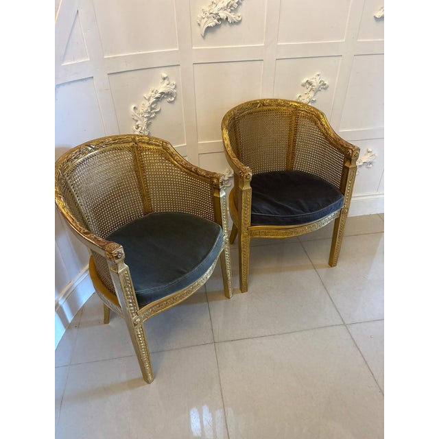 Mid 19th Century Antique French Giltwood Bergere Armchairs, 1860, Set of 2 For Sale - Image 5 of 16