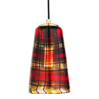 Tartan Pendant in Amber in Brass For Sale