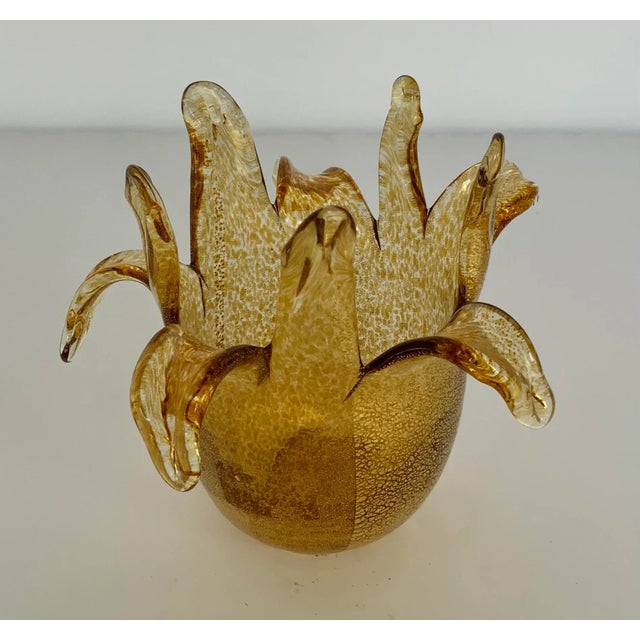 2000 - 2009 Organic Gold Fleck Modern Art Glass Vase For Sale - Image 5 of 5