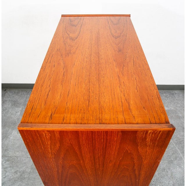 Mid Century Danish Cabinet Highboy Solid Teak Denmark Drawer Sliding Doors Shelf For Sale - Image 12 of 12