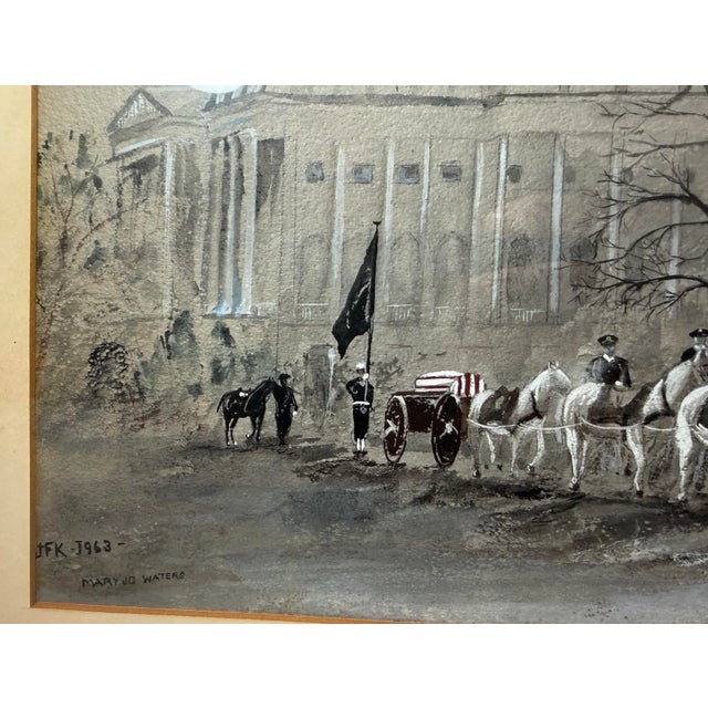 Vintage Original 1963 Mary Jo Waters JFK Presidential Funeral Acrylic Painting For Sale - Image 13 of 13