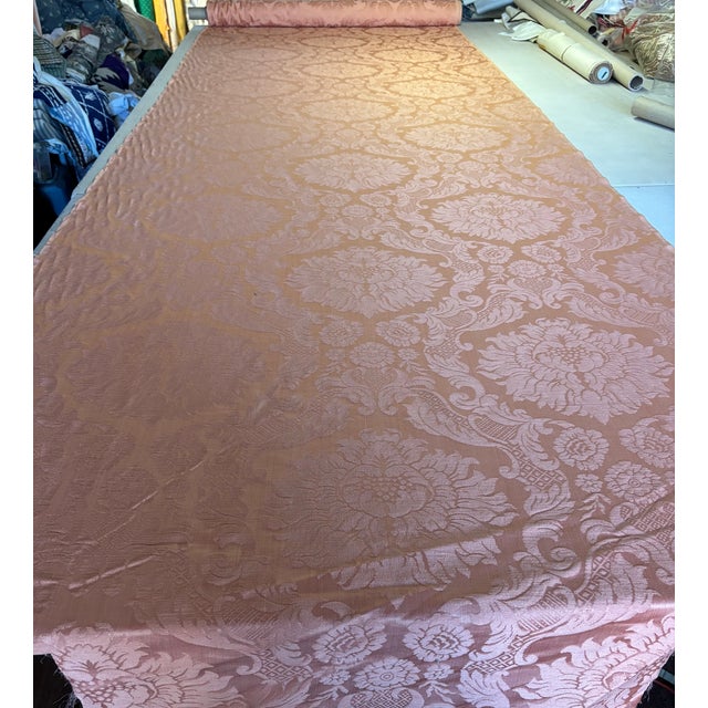 1990s 18 Yards of Salmon Damask Fabric. For Sale - Image 4 of 4