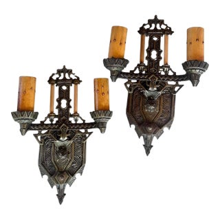 1930s Art Deco Iron and Brass With Bamboo Sticks, Original Patina For Sale