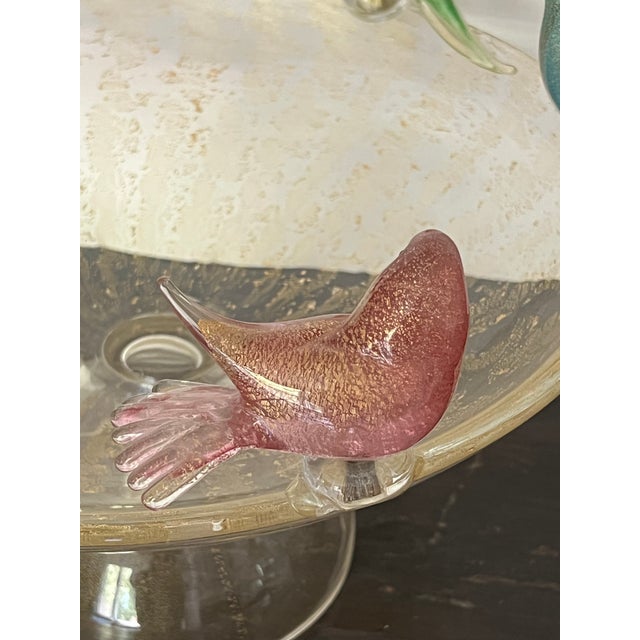 Large Murano Glass Bird Bath W/ Multicolored Birds Chairish