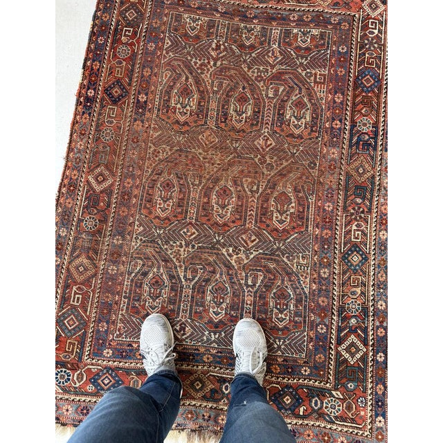 Antique Southwest Khamseh Repeating Circle of Life Boteh Mother-Child Motifs Rug 4.2 x 6.2 For Sale - Image 10 of 11