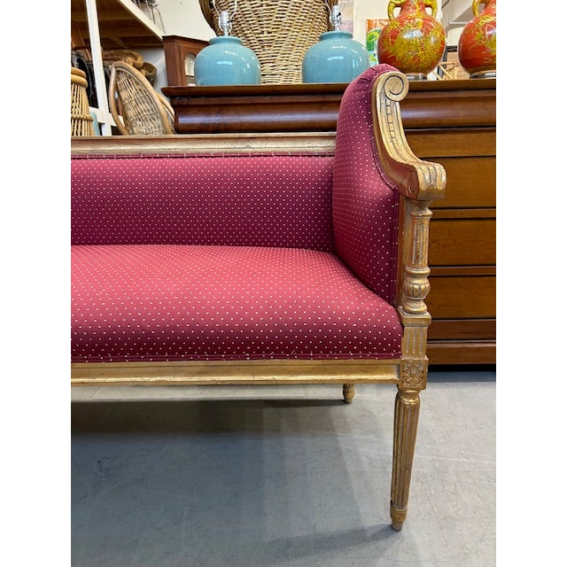 French Late 20th Century Louis XVI Style Gold Gilt Bench Settee For Sale - Image 3 of 11