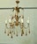 Glass French Gilt Tolewear Chandelier with Amber Crystal Teardrops, 1910 For Sale - Image 7 of 9