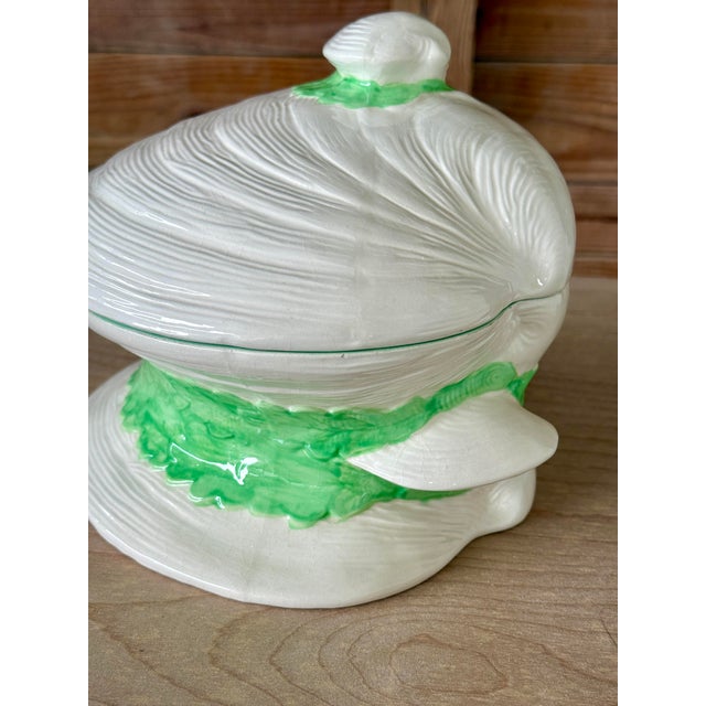 Mid-20th Century Majolica Clam Shell Tureen With Lid For Sale - Image 4 of 12