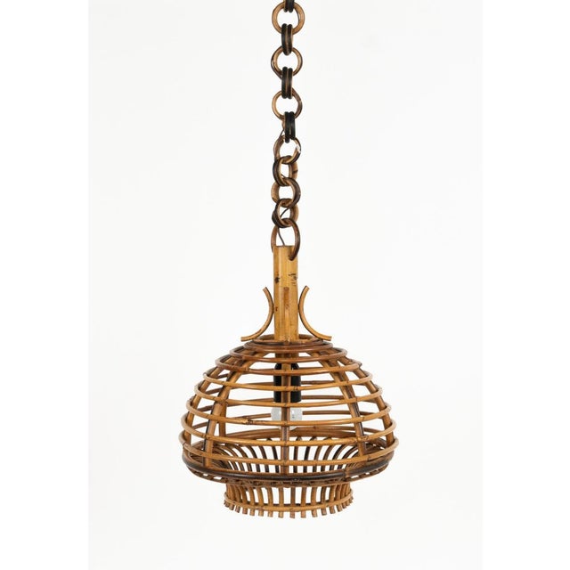 Mid-Century French Riviera Pendant in Bamboo and Rattan, Italy, 1960s For Sale - Image 6 of 12