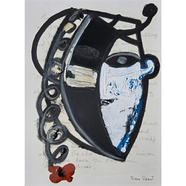 One-of-a-Kind Abstract Figurative Original Oil Painting 'African Mask' in the Style of Pablo Picasso For Sale - Image 9 of 9