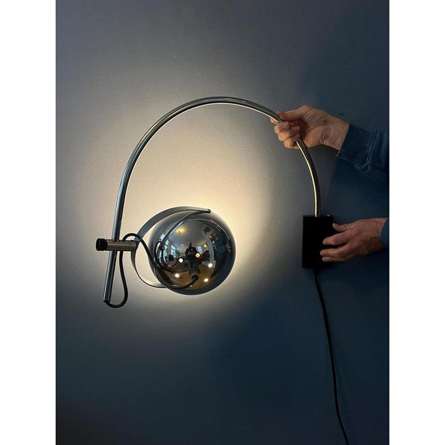Space Age Arc Wall Lamp in Chrome by Herda For Sale - Image 5 of 13