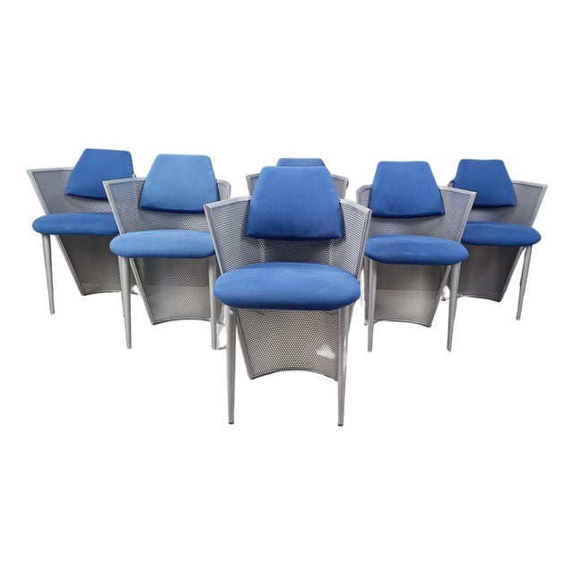 Postmodern Metal Dining Chairs, 1980s, Set of 6 For Sale