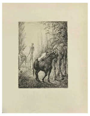 Wladyslaw Jahl, Don Quixote and Sancho, Etching, 1951