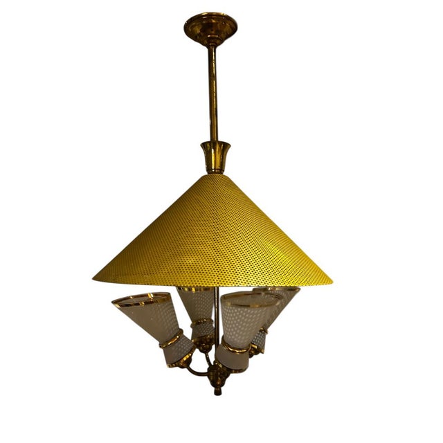 Italian Yellow and Brass Pendant, 1950s For Sale - Image 11 of 11