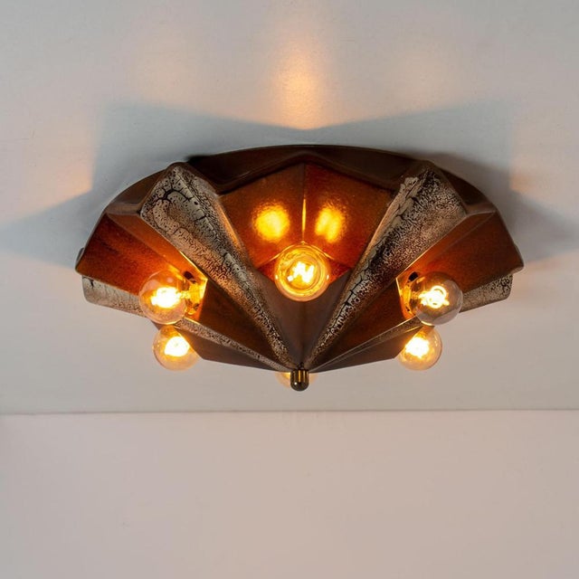 German Caroussel Brown Ceramic Lamp from Pan, 1970s For Sale - Image 10 of 16