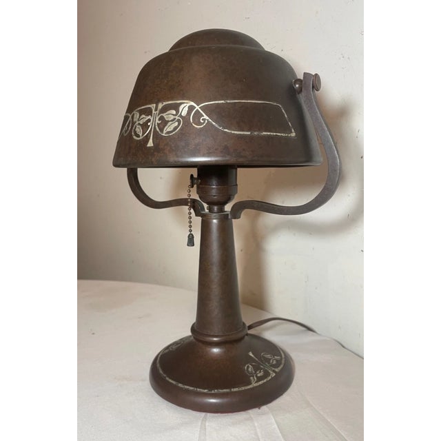 Arts & Crafts Heintz Antique Arts & Crafts Sterling Silver Over Bronze Desk Table Piano Lamp For Sale - Image 3 of 15