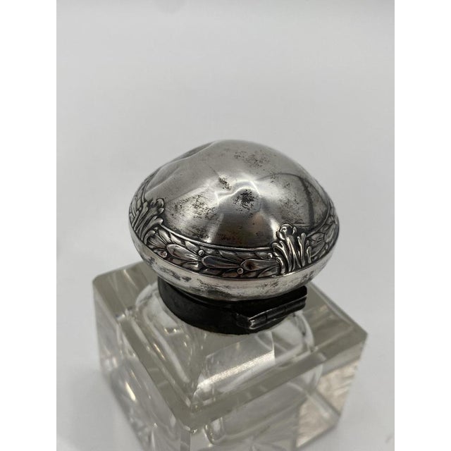 Art Nouveau Ink Barrel in Crystal Glass and 800 Silver by Wilhelm Theodor Binder, 1890s, Set of 2 For Sale - Image 6 of 18