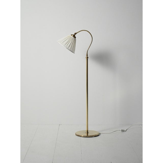 Scandinavian Curved Neck Brass Floor Lamp, 1950s For Sale - Image 10 of 10