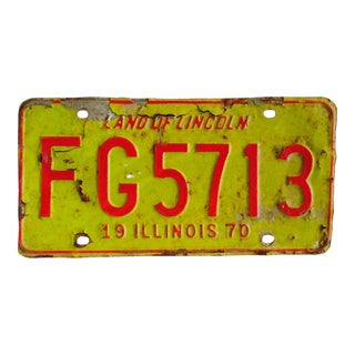 Vintage Lincoln Illinois License Plate 1970 For Sale