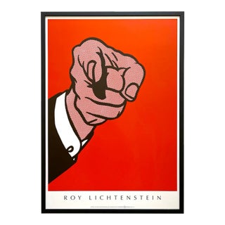 Roy Lichtenstein Vintage 1989 Silkscreen Serigraph Print Large Framed Pop Art Poster " Finger Pointing " 1973 For Sale