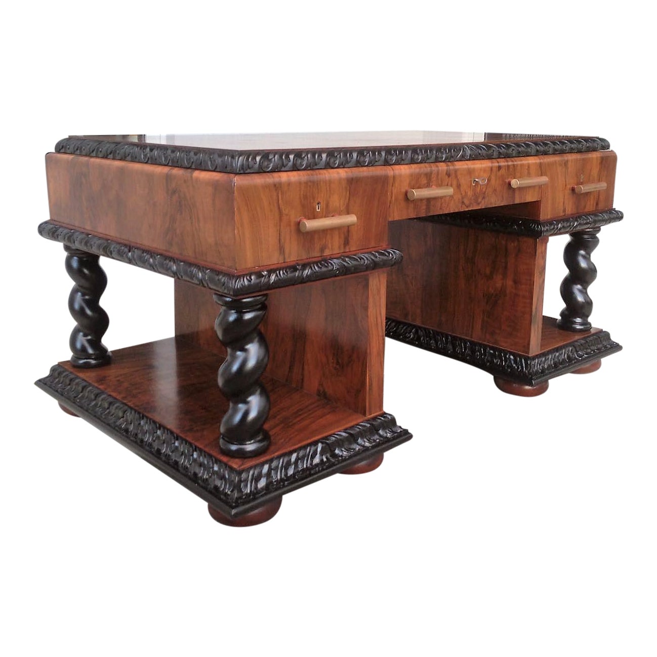 Art Deco Desk Table in Walnut Chairish