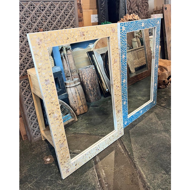 Early 21st Century Vintage Mother of Pearl Inlay Mirror For Sale - Image 5 of 6