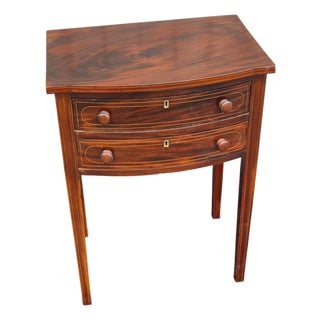 19th Century English Sheraton Mahogany Stencil Inlay Nightstand. For Sale