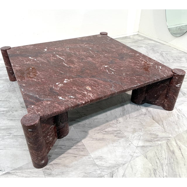 1970s 1970s Attributed to Gae Aulenti "Jumbo" Coffee Table for Knoll, Rosso Verona Marble For Sale - Image 5 of 9