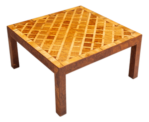 Square Italian Coffee Table with Burl Wood Inlaid Parquetry Top, 1950s